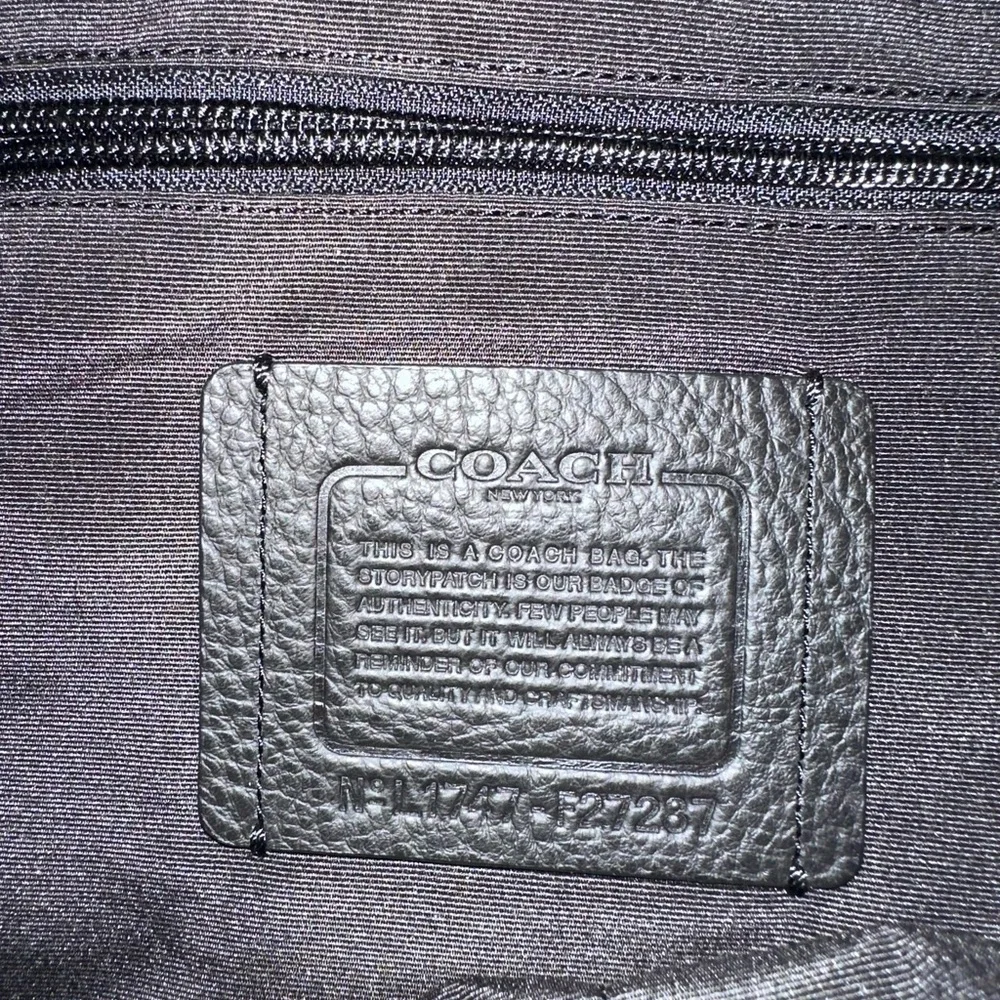 Coach Teal and Black Leather Backpack with Front Zip Pocket
